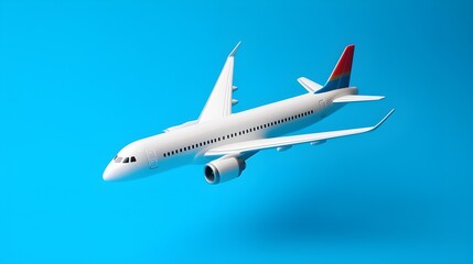Airplane in the blue sky, white plane in the blue sky flying above the clouds. background template for web page header