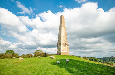 Fototapeta na wymiar Eastnor Obelisk,near Malvern hills,low angle view,,Ledbury,Hertfordshire,United Kingdom.