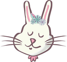 Obraz premium Digital png illustration of head of smiling hare on transparent background