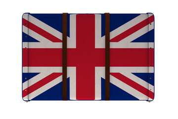 Digital png illustration of suitcase with flag of great britain on transparent background