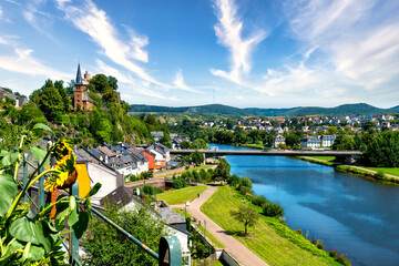 Saarburg town on Saar river, Saarland, Germany