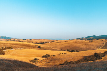 Beautiful view of Teatro del Silenzio and hilly landscape