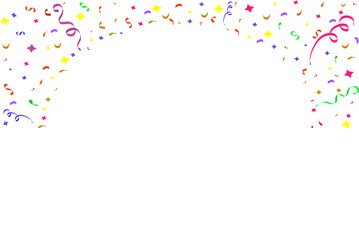 Confetti background with colorful serpentine ribbons.Vector illustration