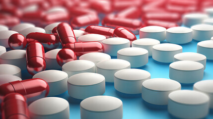 Fototapeta premium medical pills of medication on a soft background theme wallpaper