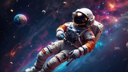 Astronaut floating in space generative ai