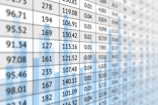 Digital summary table with numerical data and diagram