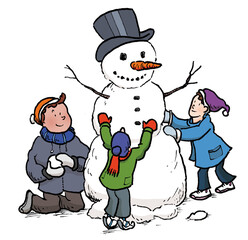 Children are building a snowman