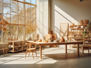 Interior of a creative workshop pottery studio