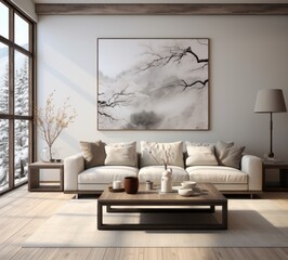 Modern white interior. Home living room