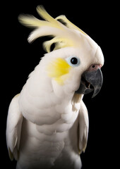Photograph of acockatoo on a dark background conceptual for frame