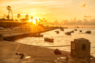 beutifull sunset in La Habana Cuba Port