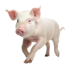 a pink piglet, full body in-motion 3/4 front facing,  in a PNG, in a Farm animal-themed, isolated, and transparent photorealistic illustration. Generative ai