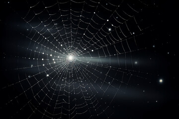 A close up view of a spider web.
