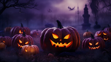 Scary Pumpkins Halloween Background