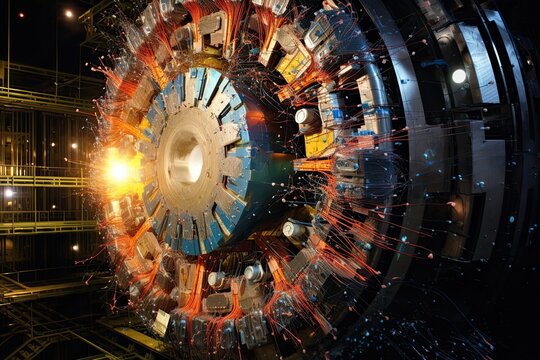 Large hadron collider machine, view in the mine