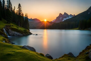 sunset over the lake