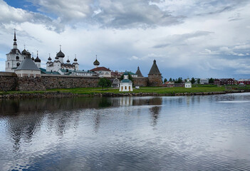 Monastery on the sea shore in Solovki, Russia, June 2019