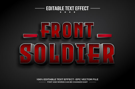 Front soldier 3D editable text effect template