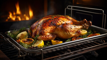 roasted chicken on the grill