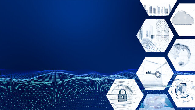 デジタルの世界で成功したビジネスリーダー、DX サイバーセキュリティ、インターネット安全のイメージ