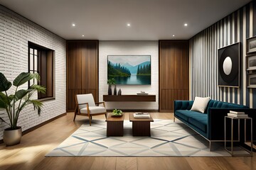 modern living room with fireplace generated by al technology	