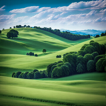 Tranquil countryside with rolling hills -- countryside, rolling hills, nature, rural, serene, peaceful, picturesque, bea