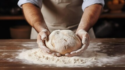 Hands of baker kneading dough isolated on black