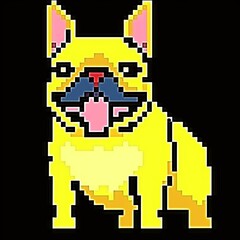 Fototapeta premium french bull dog pixel art illustration generative ai 