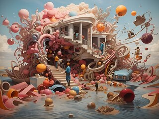 surreal artwork visually portrays chaotic world