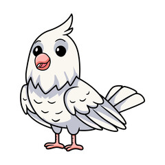 Cute albino cockatiel bird cartoon