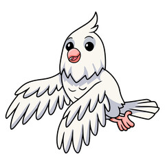 Cute albino cockatiel bird cartoon