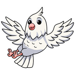 Cute albino cockatiel bird cartoon