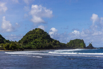 Beautiful landscape view of the National Park of American Samoa on the island of Tutuila.