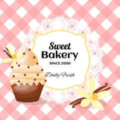  Sweet bakery poster cupcake with vanilla design in vector