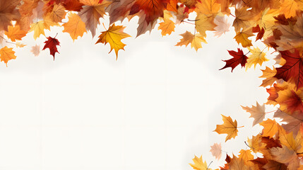 frame from autum colored fall leaves in the wind. overlay texture with copy space 
