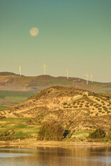 Wind turbines on hills, Andalusia Spain