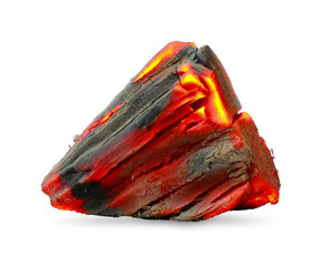 Piece of smoldering coal isolated on white