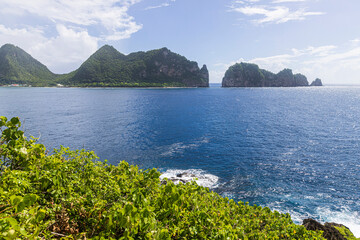 Beautiful landscape view of the National Park of American Samoa on the island of Tutuila.