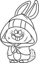Bunny cartoon line art for coloring book page