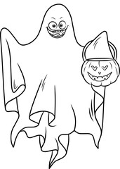 Halloween ghost line art for coloring book page