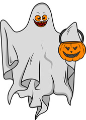 Halloween ghost cartoon character vector illustration