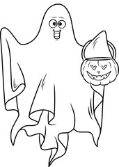 Halloween ghost line art for coloring book page
