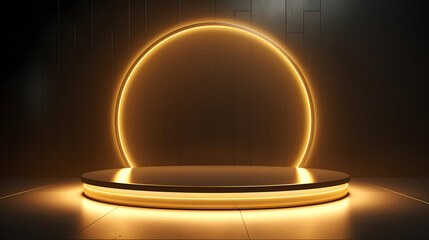 Golden circle podium with light effect
 - obrazy, fototapety, plakaty