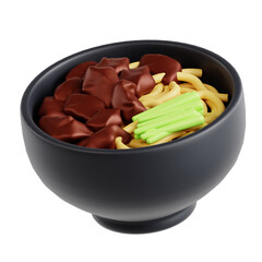3D illustration of Jajangmyeon korean food