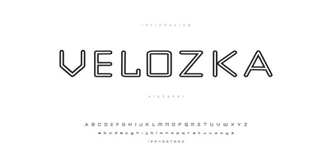 Modern Clean Futuristic Modern Sci-Fi Outline Font Alphabet Typeface Typography