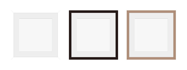 Wood frame mock-up illustration set. Colors are black, white and brown. Use photos and drawings by putting them in the blank space.