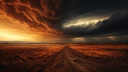 Image of a storm front advancing over an open landscape.