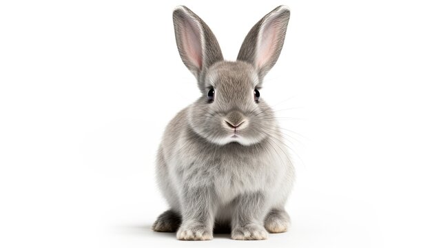 cute animal pet rabbit or bunny white color smiling and laughing isolated with copy space for easter background, rabbit, animal, pet, cute, fur, ear, mammal, background, celebration, generate by AI.
