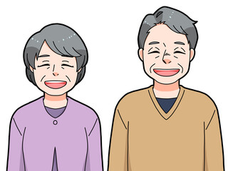 笑顔のシニア夫婦の上半身