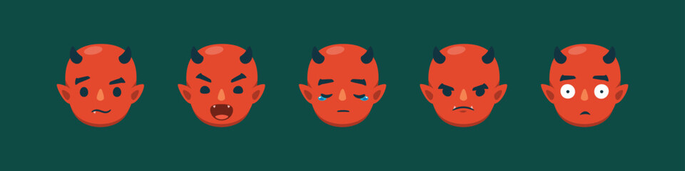 An Illustration set of Red Devil emoticon. Isolated Vector Illustration